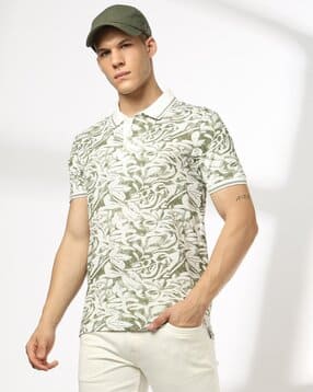 Men Printed Slim Fit Polo T-Shirt