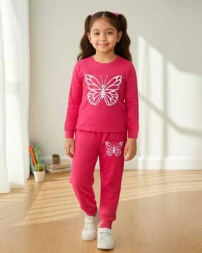 trampoline Girls Graphic Print Pants with Top Set-picture-25