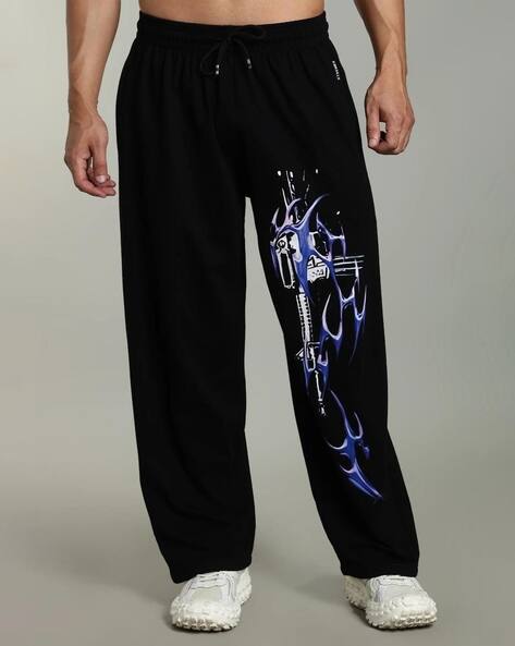 GLITO Men Graphic Print Straight Track Pants