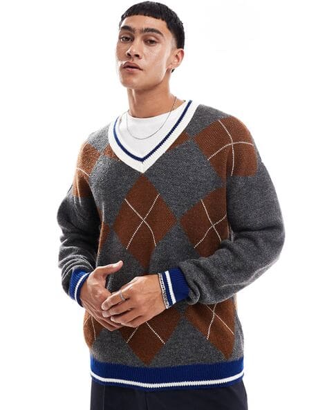 ASOS DESIGN Geometric Print Relaxed Fit Jumper