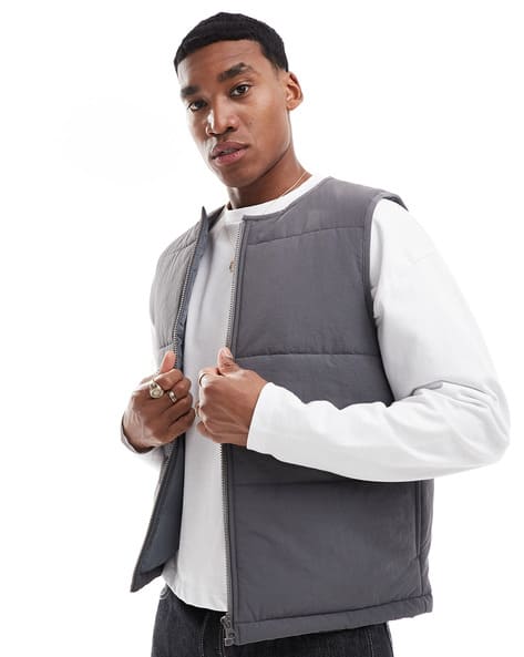 ASOS DESIGN Quilted Regular Fit Zip-Front Gilet
