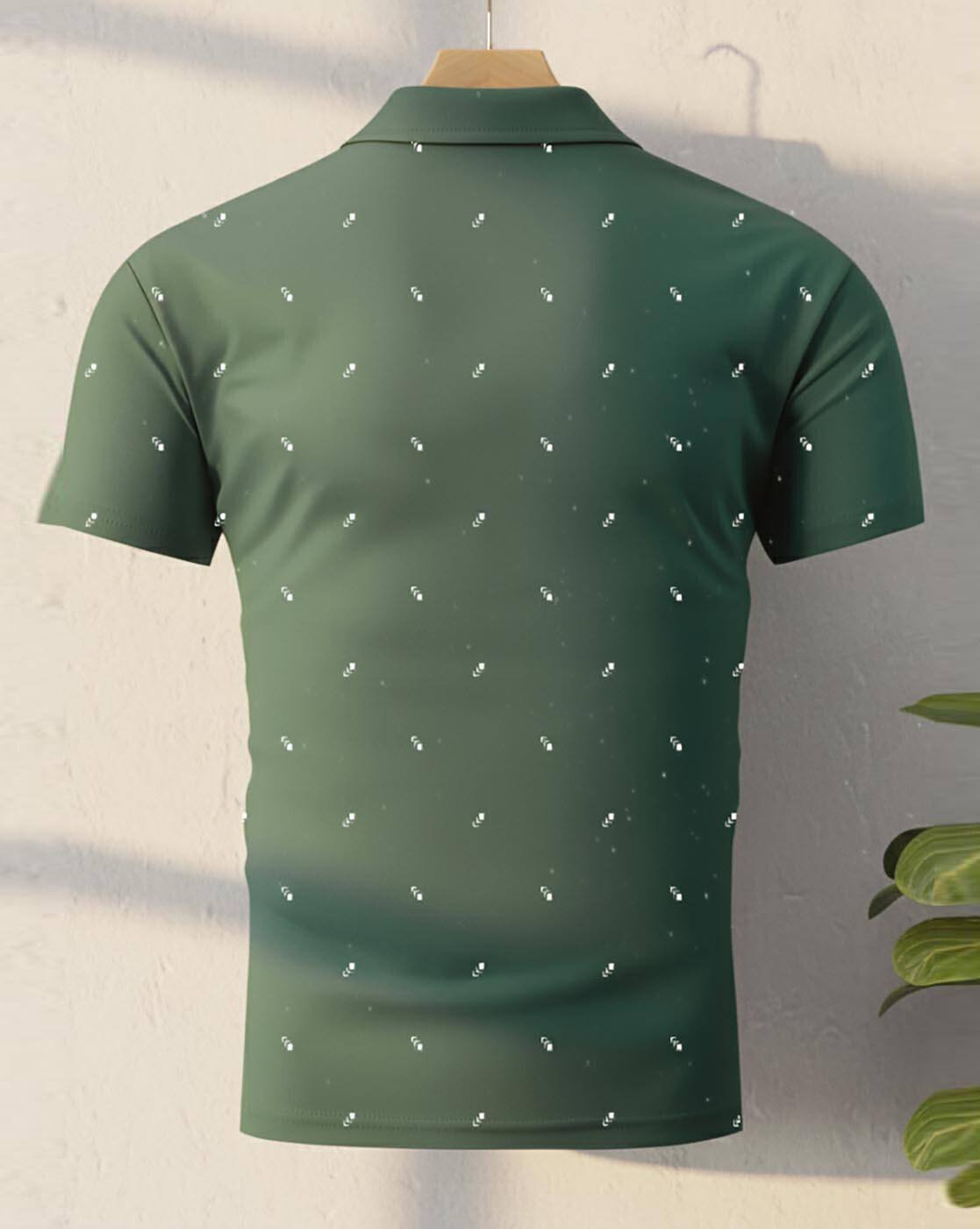 Men Micro Print Regular Fit Polo T-Shirt