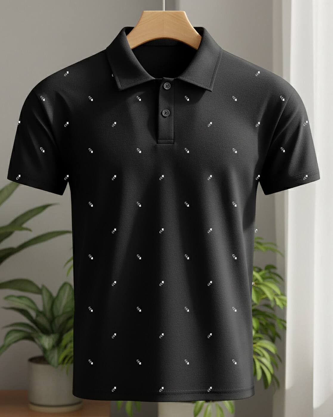 Men Micro Print Regular Fit Polo T-Shirt