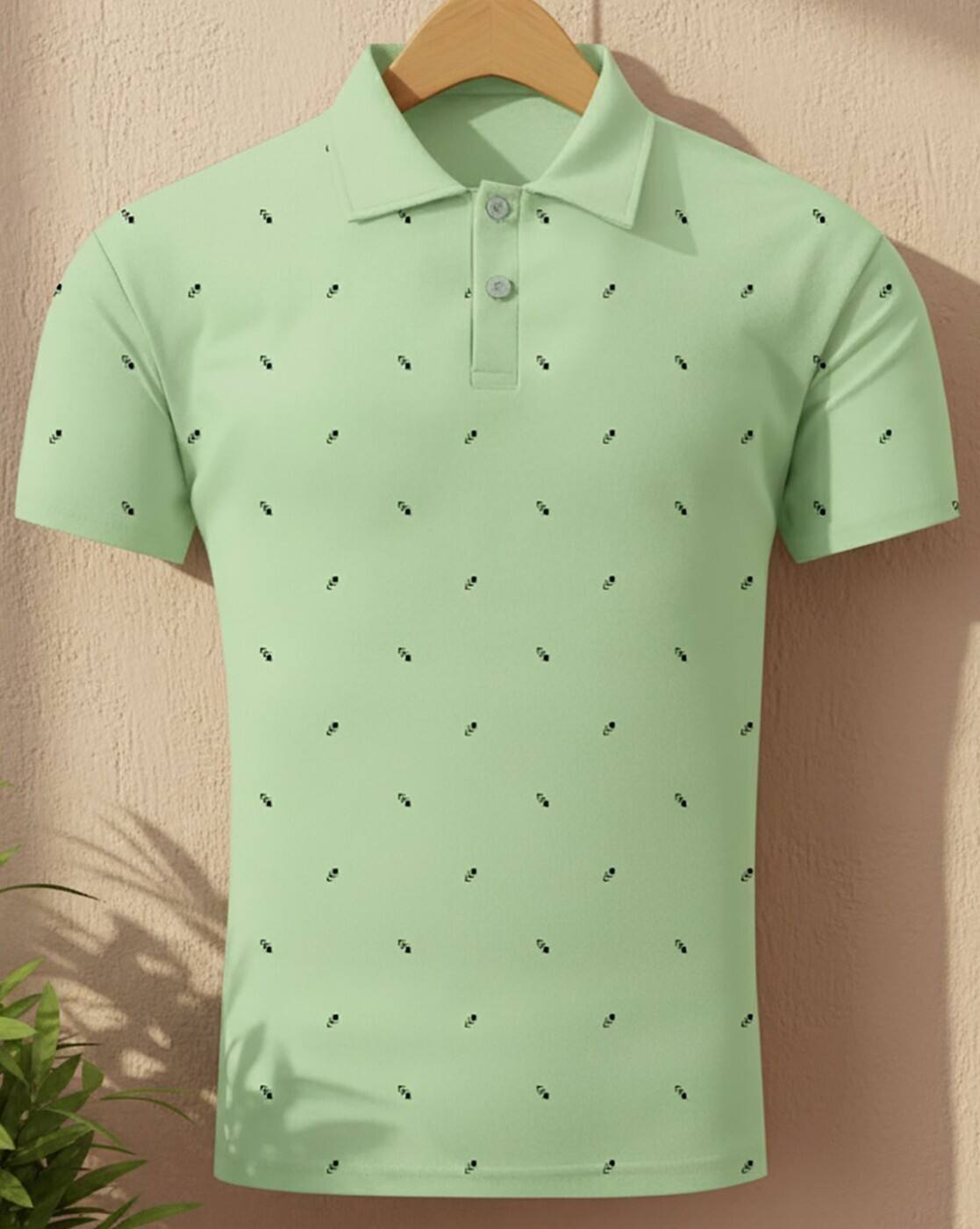 Men Micro Print Regular Fit Polo T-Shirt