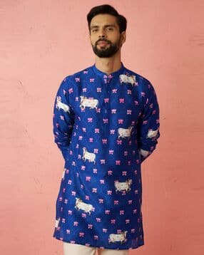 vastramay Men Floral Print Regular Fit Long Kurta -picture-38
