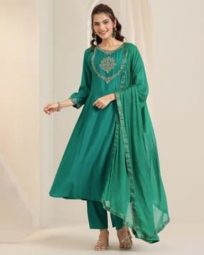 gerua by libas Women Embroidered A-Line Kurta Suit Set-picture-10