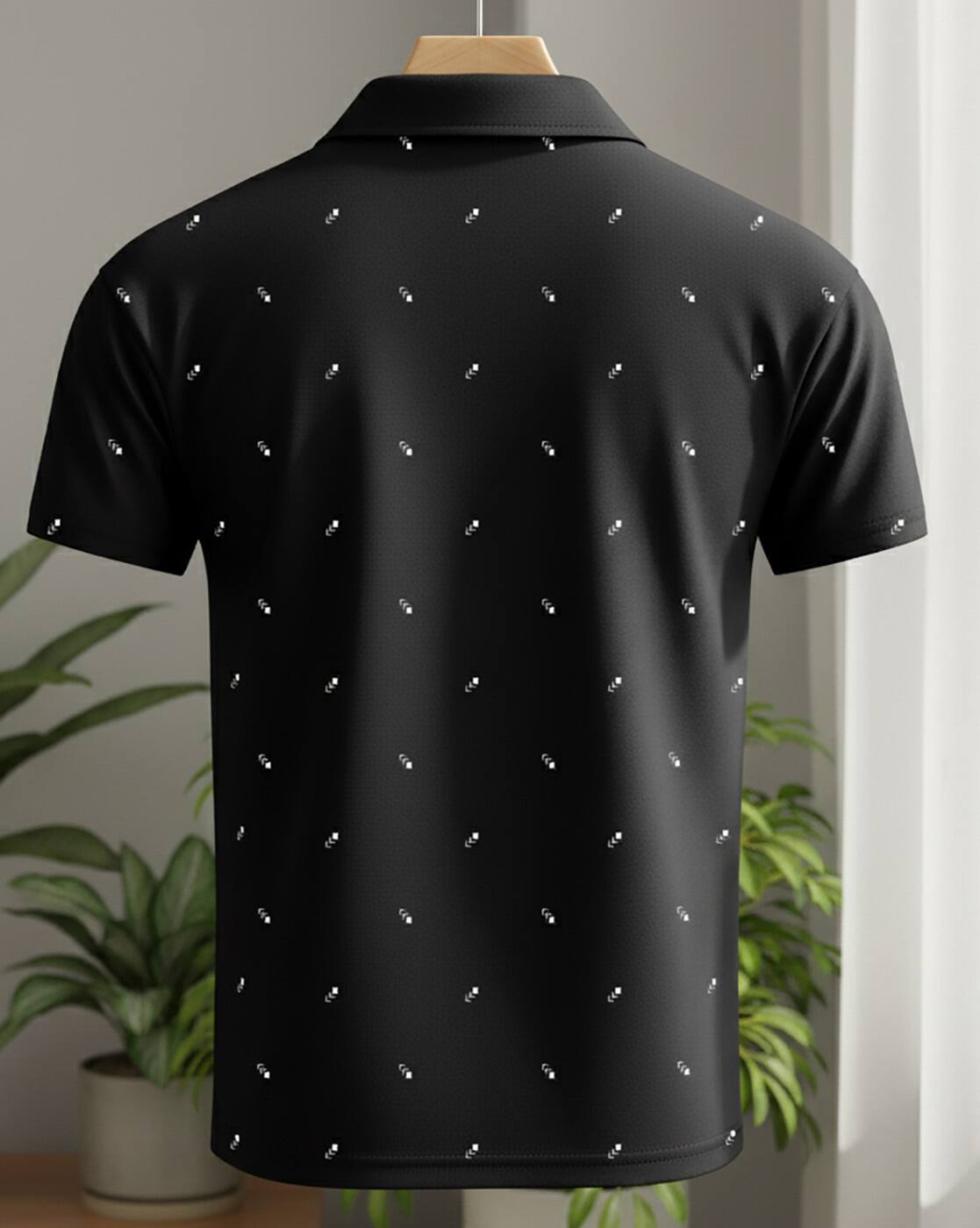 Men Micro Print Regular Fit Polo T-Shirt