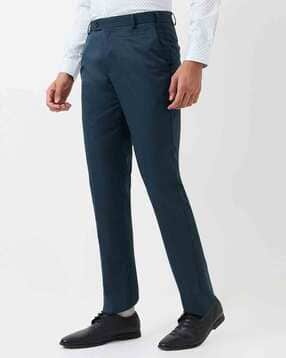 park avenue Men Flat-Front Relaxed Fit Trousers-picture-13