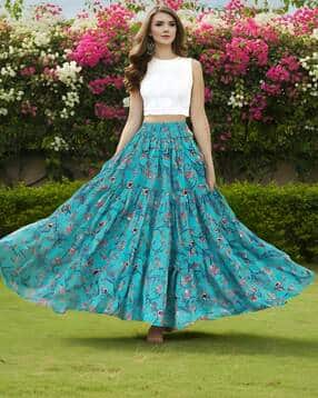 sera Women Floral Print Boho Long Flared Skirt-picture-43