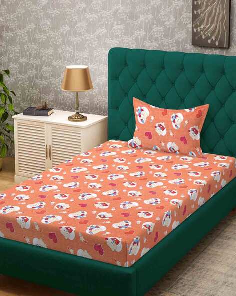 KLOTTHE Pure Cotton Single Bedsheet with Pillow Cover