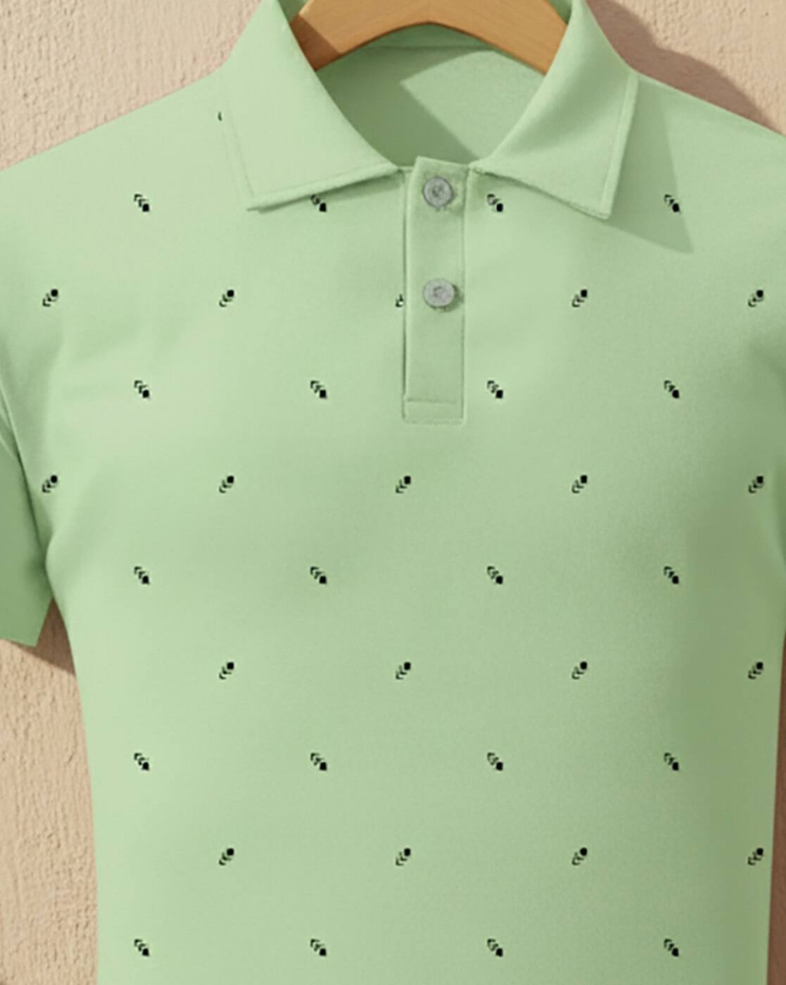 Men Micro Print Regular Fit Polo T-Shirt