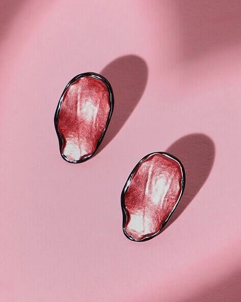 Sohi Women Hammered-Oval Stud Earrings