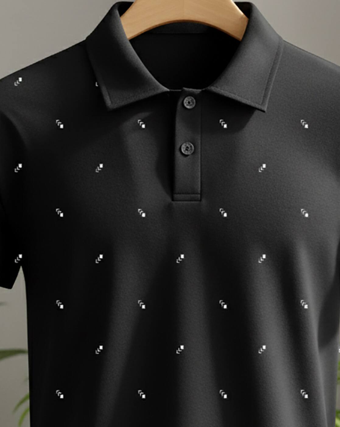 Men Micro Print Regular Fit Polo T-Shirt