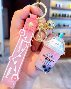 Charming Cat Milk Keychain