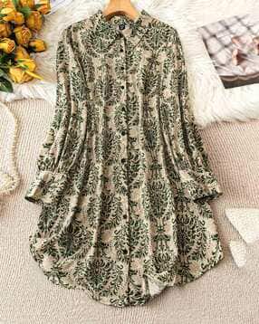 honky tonky Women Midi Length Floral Shirt Dress-picture-43