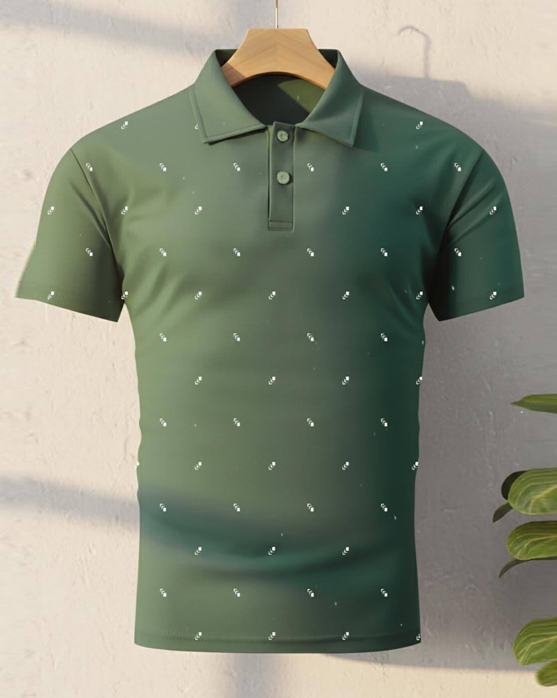 Men Micro Print Regular Fit Polo T-Shirt