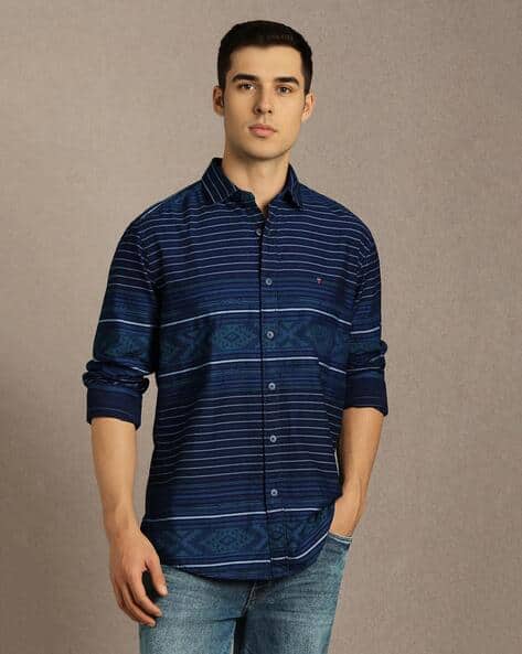 LOUIS PHILIPPE Men Classic Cotton Stripes Slim Fit Shirt