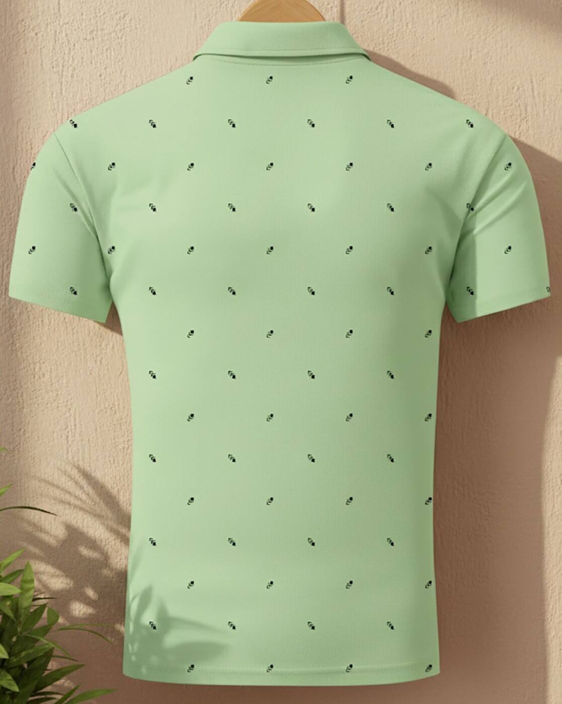 Men Micro Print Regular Fit Polo T-Shirt