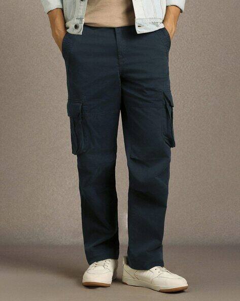 LOUIS PHILIPPE Men Flat-Front Straight Fit Cargo Pants