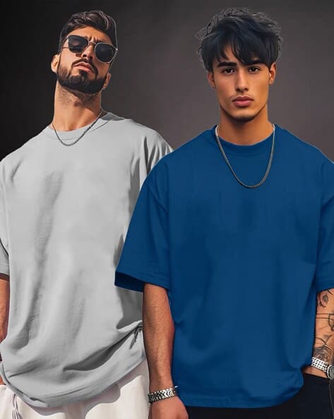 AOOSH Men Oversized Fit Round-Neck T-Shirts