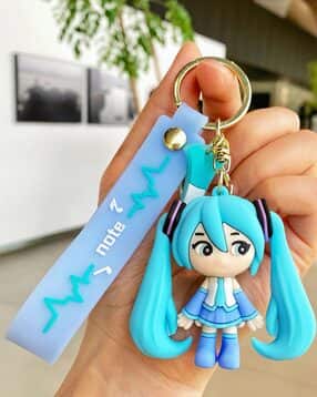 3D Hatsune Miku Cartoon Keychain With Silicone Belt