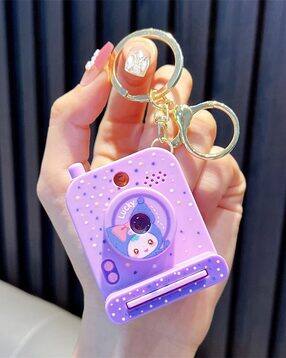 Pocket-Sized Purple Camera Keychain