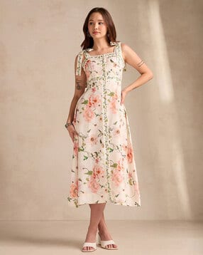 outzidr global Women Floral Print A-Line Dress-picture-13