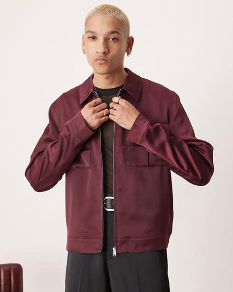 ASOS DESIGN Regular Fit Satin Harrington Jacket