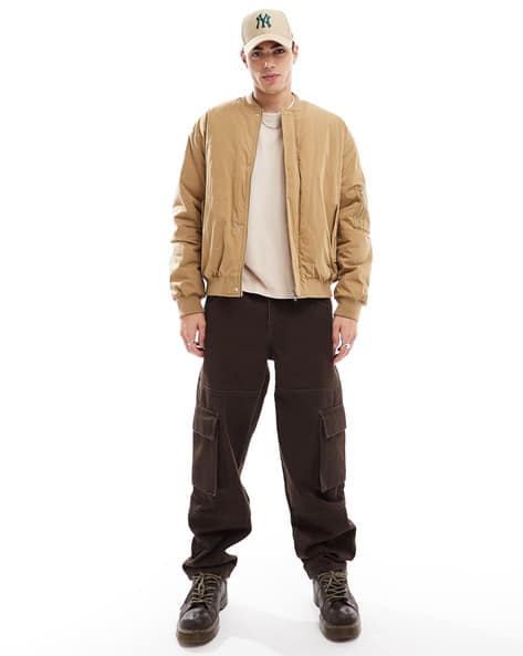 ASOS DESIGN Oversized Zip-Front Bomber Jacket