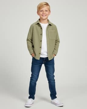 cherry crumble by nitt hyman Boys Ribbed Regular Fit Spread-Collar Shirt-picture-49