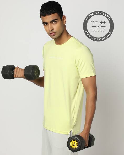 PERFORMAX Men Bonded Typographic Print Regular Fit Crew-Neck T-Shirt