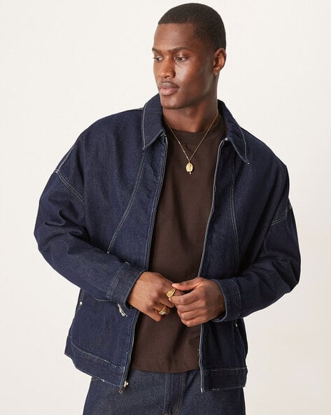 Buy ASOS DESIGN Oversized Zip-Front Harringto Online | Ajio.com