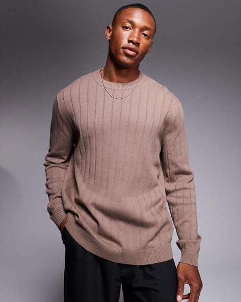 ASOS DESIGN Knitted Relaxed Fit Jumper with Notch-Neck