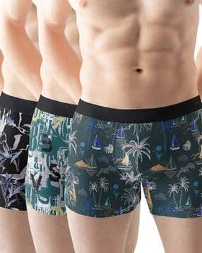 xqsee Men Pack of 3 Printed Trunks with Elasticated Waistband-picture-50