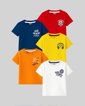 kuchipoo Boys Pack of 5 Relaxed Fit T-Shirt-picture-38