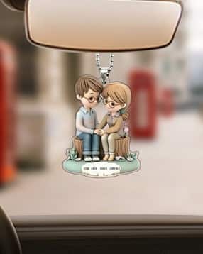 3mads 2D Cute Couple Miniature Car Hanging Showpiece-picture-11