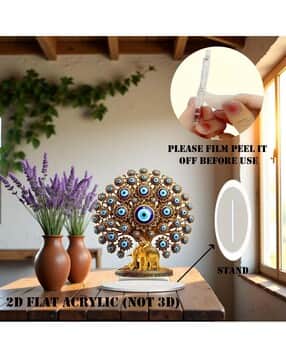 3mads 2D Flat Acrylic Evil Eye Tree with Elephant Showpiece-picture-40