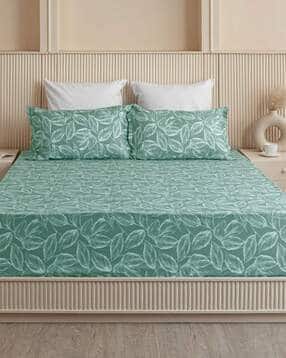 homemonde 210 TC Leaf Print Fitted Bedsheet with Pillow Covers-picture-14