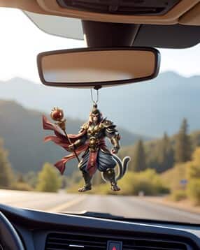 2D Mini Hanumanji Car Mirror Hanging Showpiece