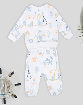 pantaloons baby Graphic Print Sweatshirt with Joggers Pants-picture-21