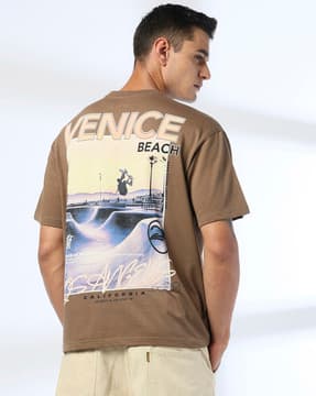 【サックス（48）】OLD BEACH RELAXED SS TEE Buy DNMX Men Graphic Print Boxy Fit Cr Online | Ajio.com