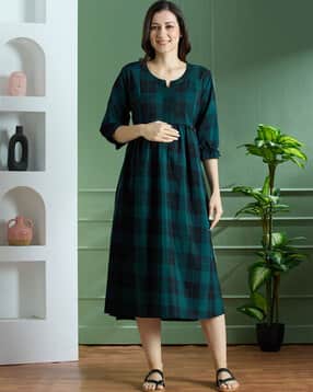 nightspree Women Checked Fit & Flare Dress-picture-23