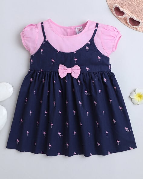 white blue flowers dress Blue/White Floral Puff Sleeve Dress main image 0