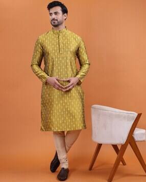 t tabard Men Printed Regular Fit Long Kurta with Mandarin Collar -picture-31