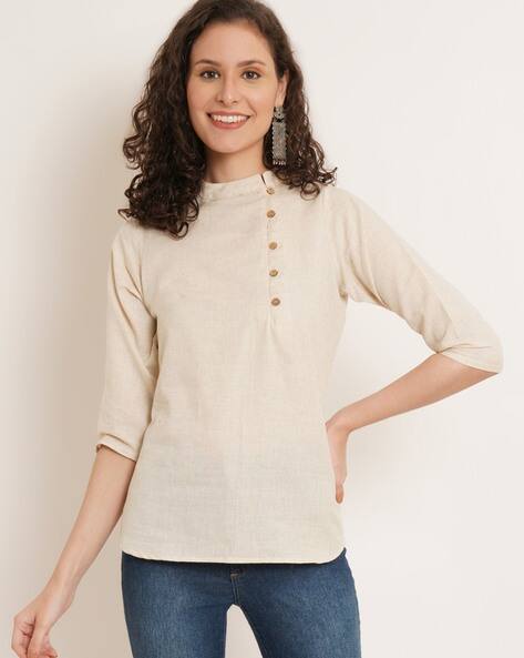 Nyrika Women Regular Fit Mandarin-Neck Top