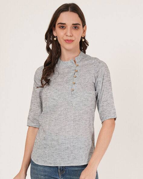 Nyrika Women Mandarin-Neck Regular Fit Top