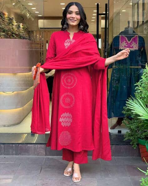 Women Floral Print Straight Kurta Suit Set