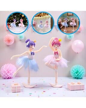 Set of 2 Ballet Dancing Girl Mini Figurine Showpiece