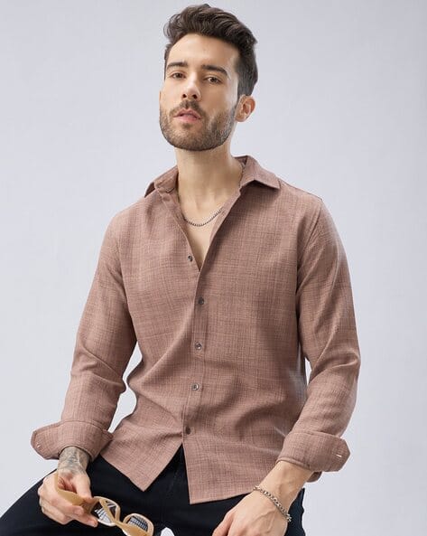 Men Textured Slim Fit Shirt