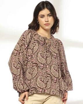 Women Paisley Print Relaxed Fit Pleasant Blouse Top
